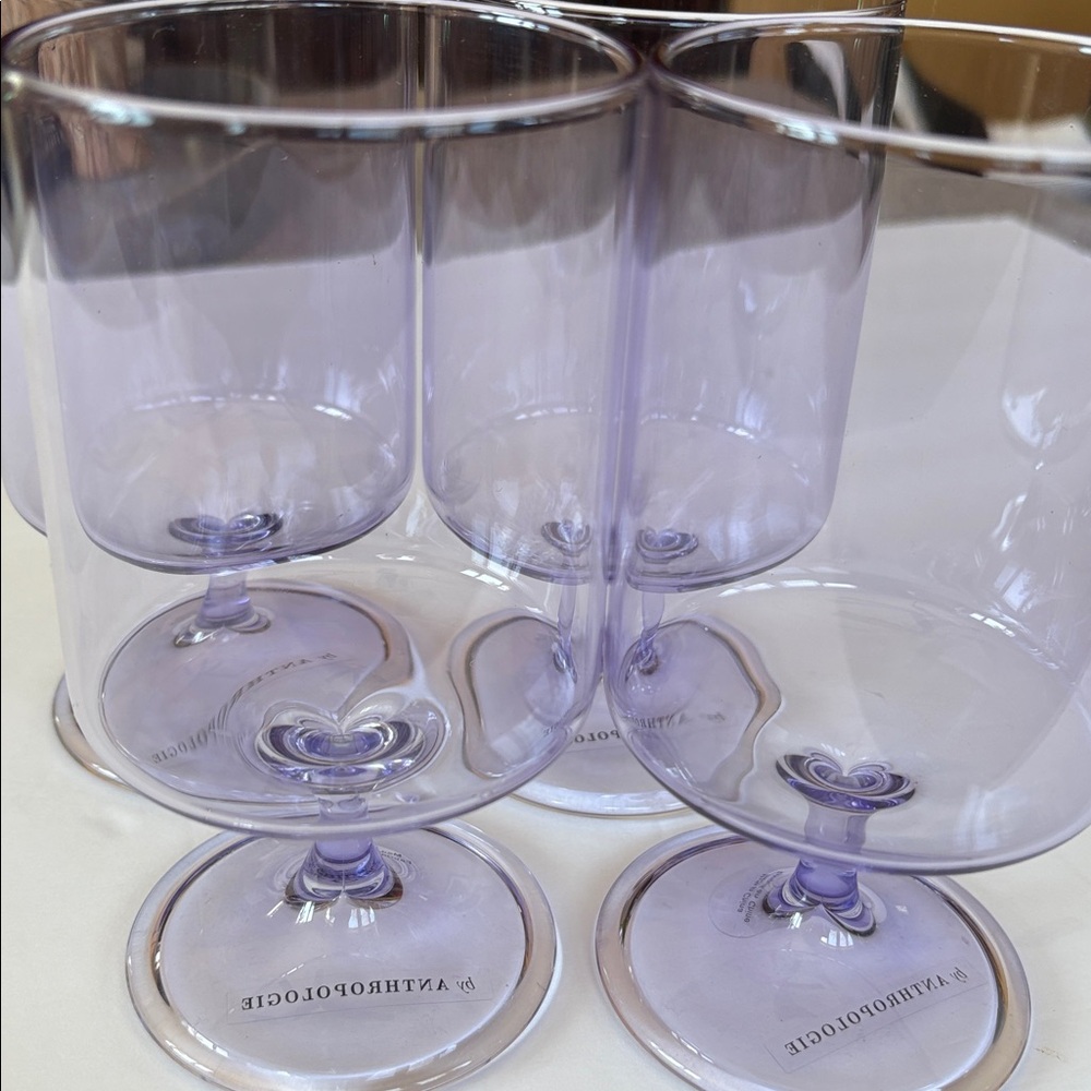 ANTHROPOLOGIE Morgan Short Purple Wine Glasses Set of 4 Lk NEW! No box - Picture 3 of 8